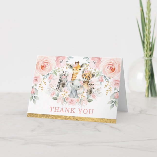 Tarjeta Animales salvajes de la selva rosada de Rubor Grac (Anverso)