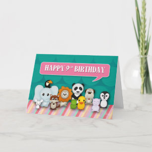 Tarjeta Animales sonrientes lindos femeninos del 9no