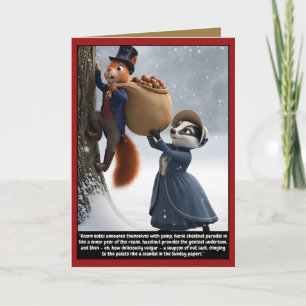 Tarjeta Animales victorianos de Navidad