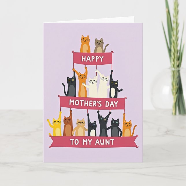 Tarjeta Animated Cats Mothers Day Card (Anverso)