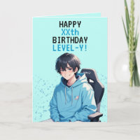 Anime Blue & Verde azulada Gamer Cumpleaños Person