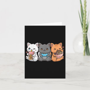 Tarjeta Anime Boba Tea Bubble Tea Gaming Gamer Ramen Cat