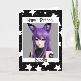 Tarjeta Anime Chica con cumpleaños de las orejas de Fox