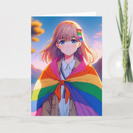 Tarjeta Anime Chica con LGBTQIA+ Cabo Blank