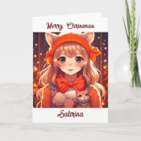 Anime Chica con Navidades de páginas de color gati