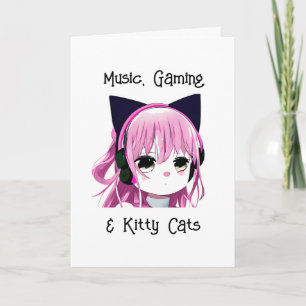 Tarjeta Anime Chica con Orejas de Gato Cumpleaños