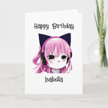 Anime Chica con Orejas de Gato Cumpleaños