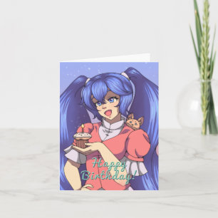 Tarjeta Anime Chica de cumpleaños mágico