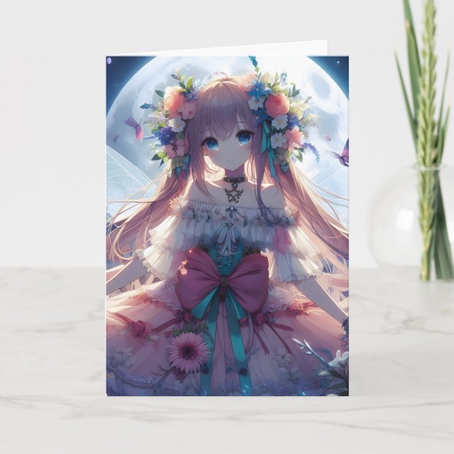 Tarjeta Anime Chica Flower Moon Fairy (Anverso)