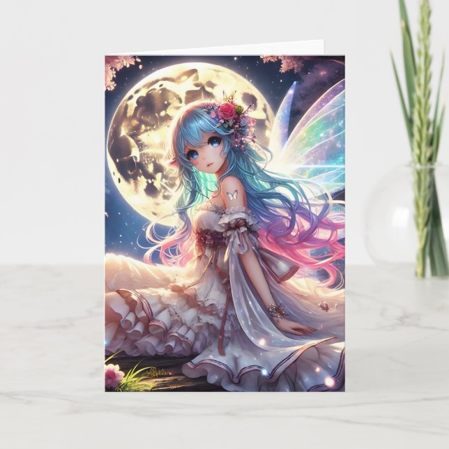 Tarjeta Anime Chica Moon Fairy Princess in Garden (Anverso)