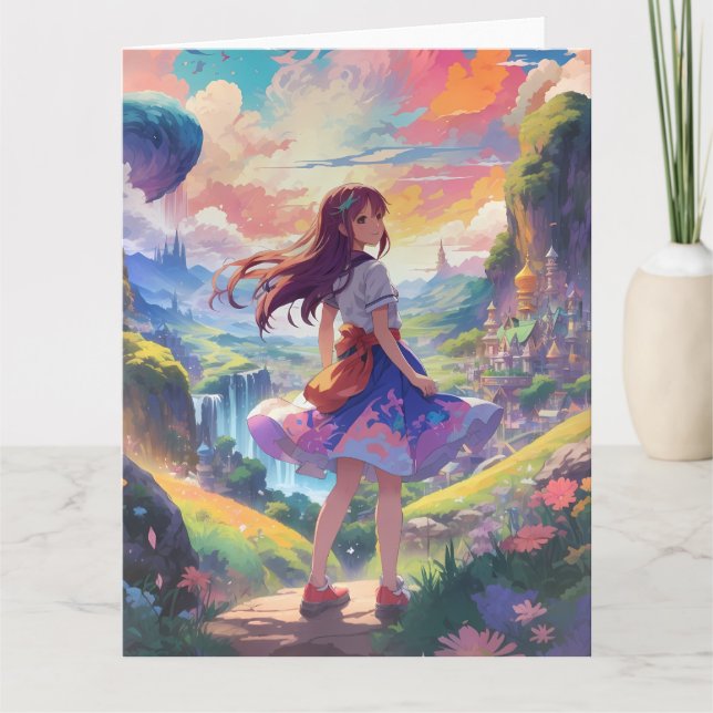 Tarjeta Anime Chica sobre Adventure Large (Anverso)