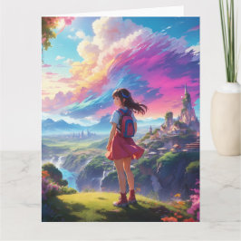 Tarjeta Anime Chica ve Vista