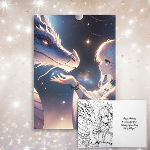 Tarjeta Anime Chica y su Dragón cumpleaños místico