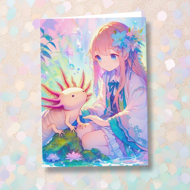 Tarjeta Anime Chica y un cumpleaños personalizado de Axolo (Subido por el creador)