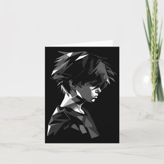 Tarjeta Anime de arte de polígono en forma de manga anime (Anverso)