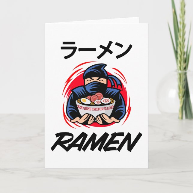 Tarjeta Anime De Fideos Divertido Lindo Japón Otaku Ninja (Anverso)