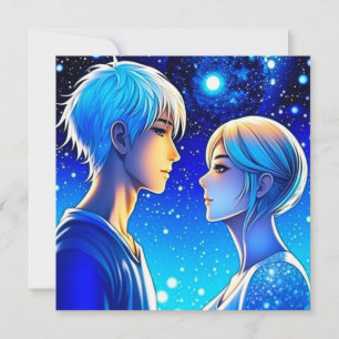 Tarjeta Animé de pareja romántica personalizada Día de San
