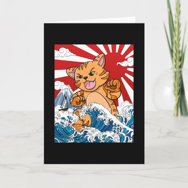 Tarjeta Anime del gato japonés Kaiju Manga kawaii otaku (Anverso)
