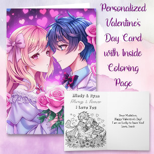 Tarjeta Anime El día de San Valentín con la página de colo