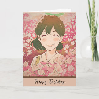 Tarjeta anime girl happy birthday