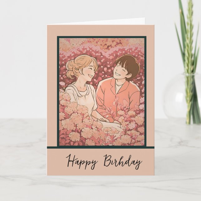 Tarjeta anime girl happy birthday (Anverso)