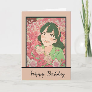 Tarjeta anime girl happy birthday