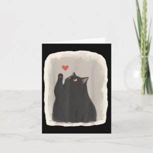 Tarjeta Anime japonés Gato lindo Corazón Kawaii Gato negro