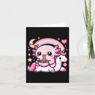 Tarjeta Anime Kawaii Axolotl Comer fideos Ramen Niños Tee