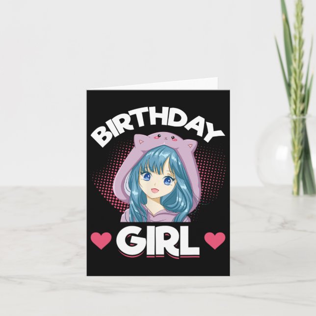 Tarjeta Anime Manga Cumpleaños Chica (Anverso)