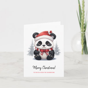 Tarjeta Anime Panda Santa Merry Christmas