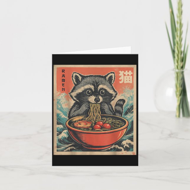 Tarjeta Anime Raccoon Ramen Japonés Funny Kawaii Gige Homb (Anverso)