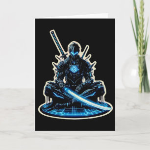 Tarjeta Anime Samurai Gamer Guerrero del CiberPunk Sci-fi