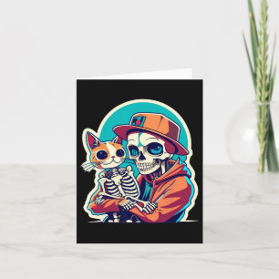 Tarjeta Anime Skeleton Sostenía Una Camisa De Gato Lazy Ha