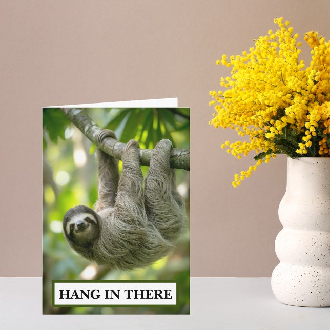 Tarjeta Ánimo Perezoso No te Rindas (Hang in there sloth encouragement card)