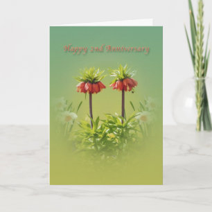 Tarjeta Aniversario, 2do, Tulipanes rojos Rubra