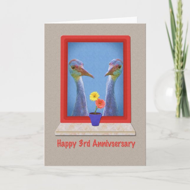 Tarjeta Aniversario, 3, Aves de la Grúa (Anverso)