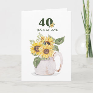 Tarjeta Aniversario 40 Girasoles Años de Amor