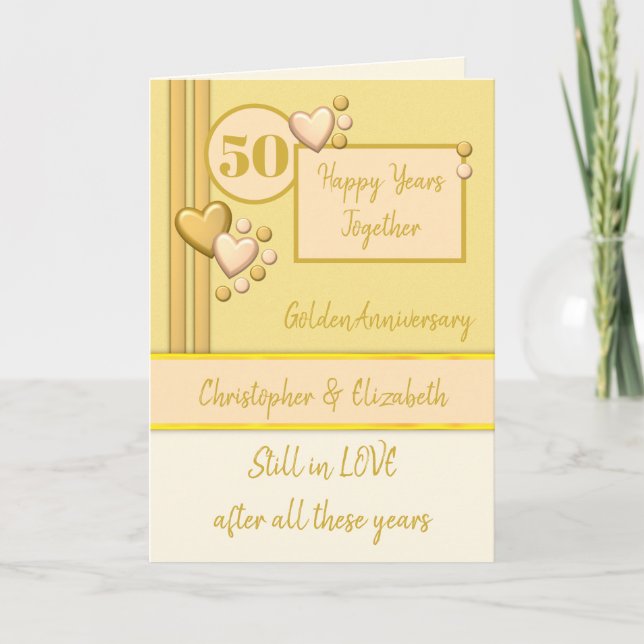 Tarjeta Aniversario 50.ª crema de durazno de 50 años (Anverso)