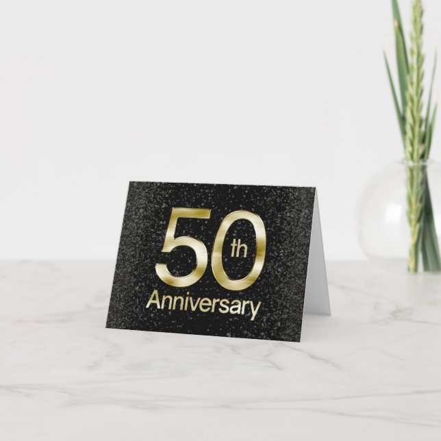 Tarjeta Aniversario 50 Glam Gold (Anverso)