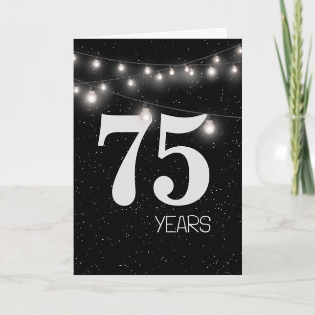 Tarjeta Aniversario 75 con luces y estrellas (Anverso)