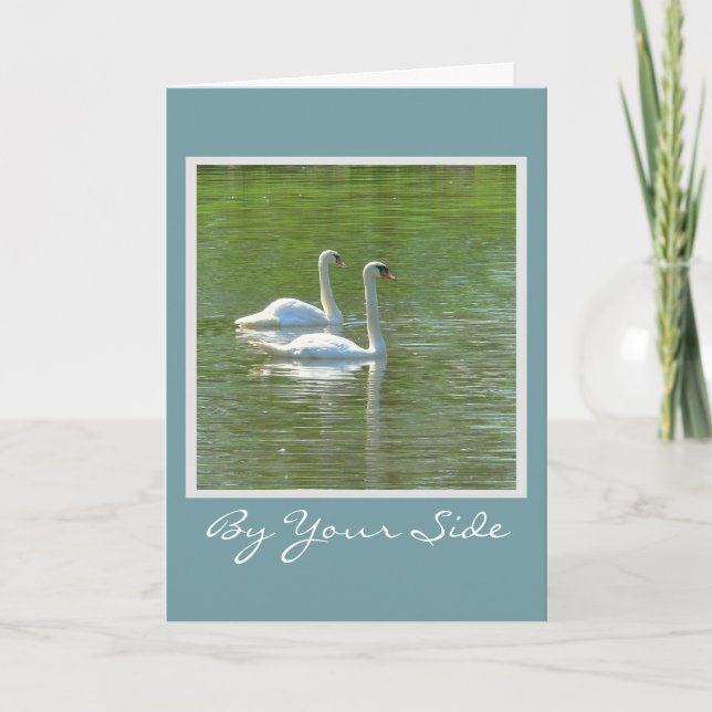 TARJETA ANIVERSARIO/A TU LADO SIEMPRE/DOS CISNES DESLIZÁND (Anverso)