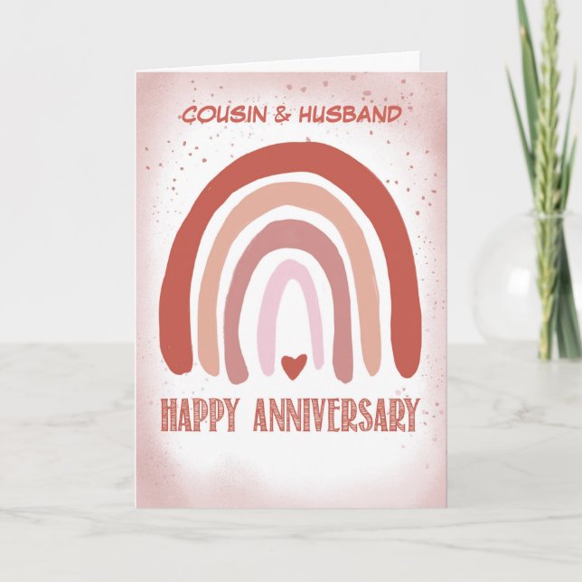 Tarjeta Aniversario Agua rosa suave color arcoiris (Anverso)