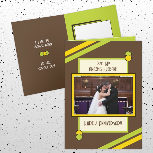 Tarjeta Aniversario asombroso marido foto verde marrón (Subido por el creador)