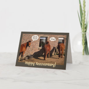 Tarjeta aniversario boda, caballos graciosos