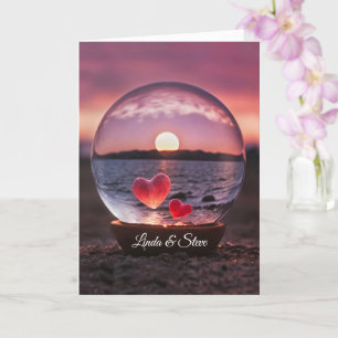 Tarjeta Aniversario boda con Corazones de nombres personal