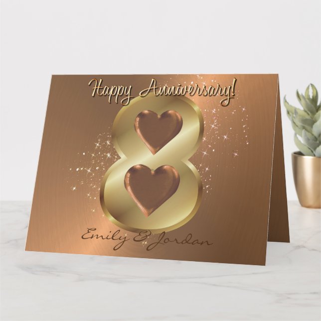Tarjeta Aniversario Boda de bronce personalizado de ocho a (Planta pequeña)