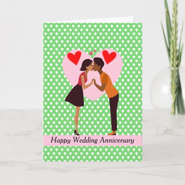 Tarjeta Aniversario boda de la linda pareja negra (Anverso)