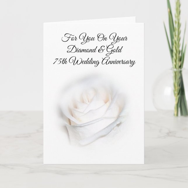 Tarjeta Aniversario Boda de la Rosa Blanca Personalizada (Anverso)
