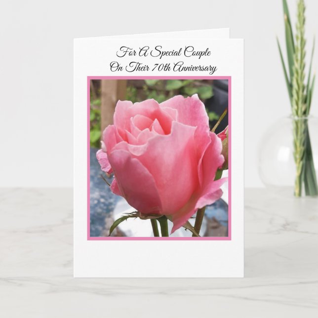 Tarjeta Aniversario Boda de Rosa Personalizado 70° Anivers (Anverso)