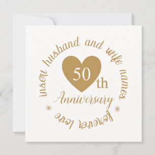 Tarjeta Aniversario Boda del Corazón Dorado Personalizado